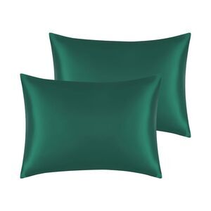 2pcs Satin Pillowcase Soft with Envelope Closure Easy Care Dark Green